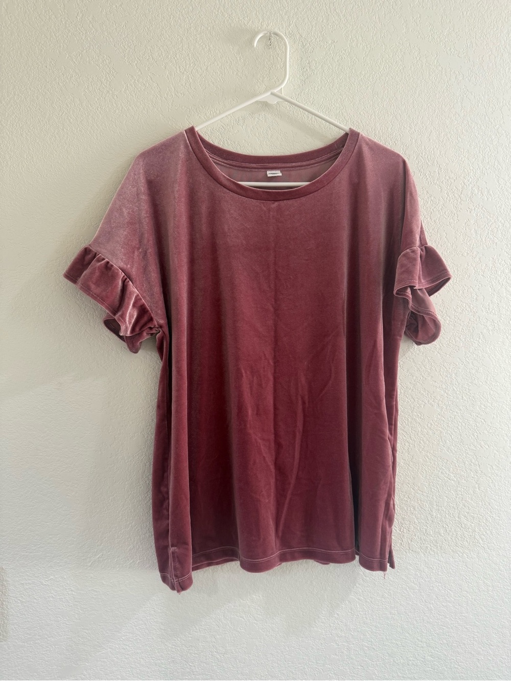 Old Navy Velvet Ruffle Short-Sleeve Tee — Mauve Rose